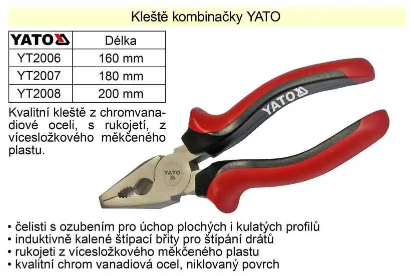 Výprodej - Kleště YATO kombinačky 200mm