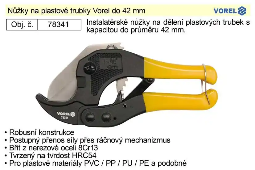 Nůžky na plastové trubky Vorel do 42 mm | Výhodný nákup