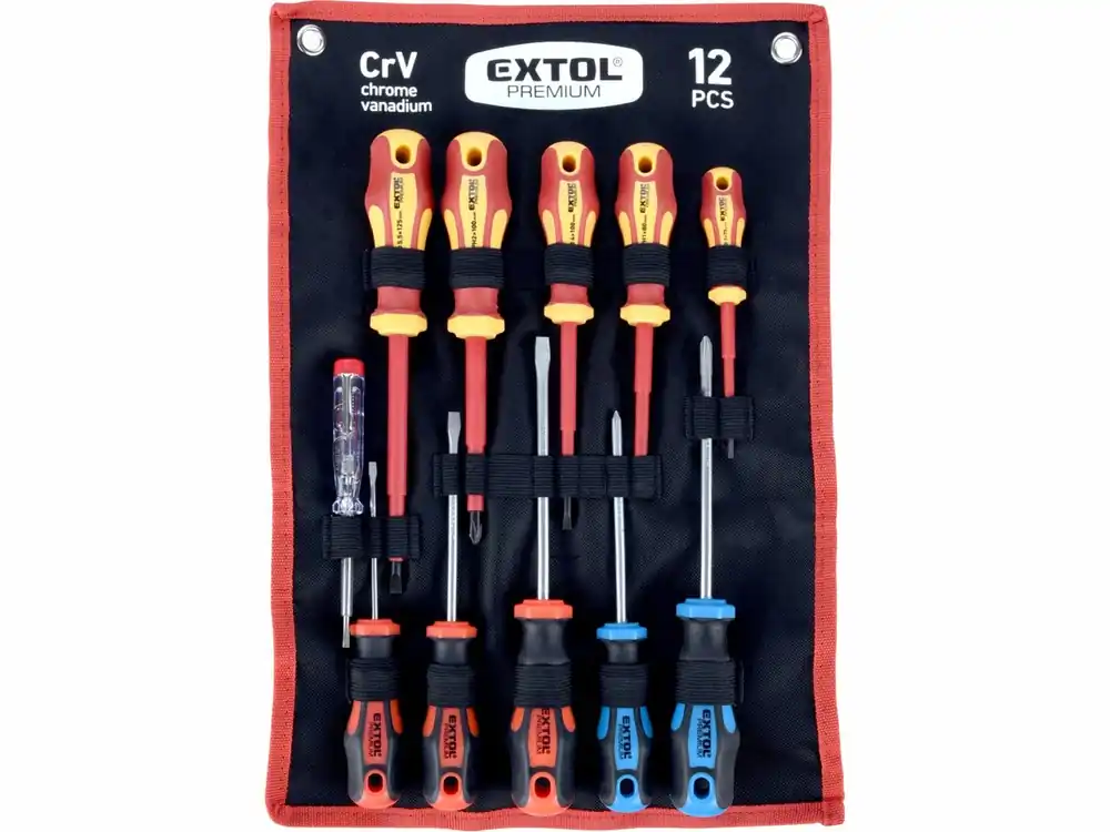 EXTOL PREMIUM šroubováky kombinovaná sada se zkoušečkou 11ks, CrV 53088 - Akční nabídka