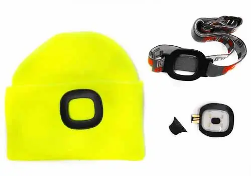 MAGG čepice s čelovkou 45lm, nabíjecí, USB, reflexní žlutá/zelená, univerzální velikost - Velmi oblíbený produkt