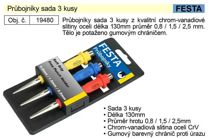 Průbojníky sada 3 kusy - Výhodná koupě