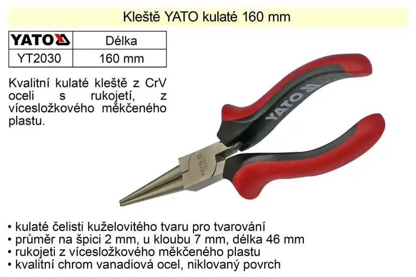 Kleště YATO kulaté 160mm - Novinka v nabídce