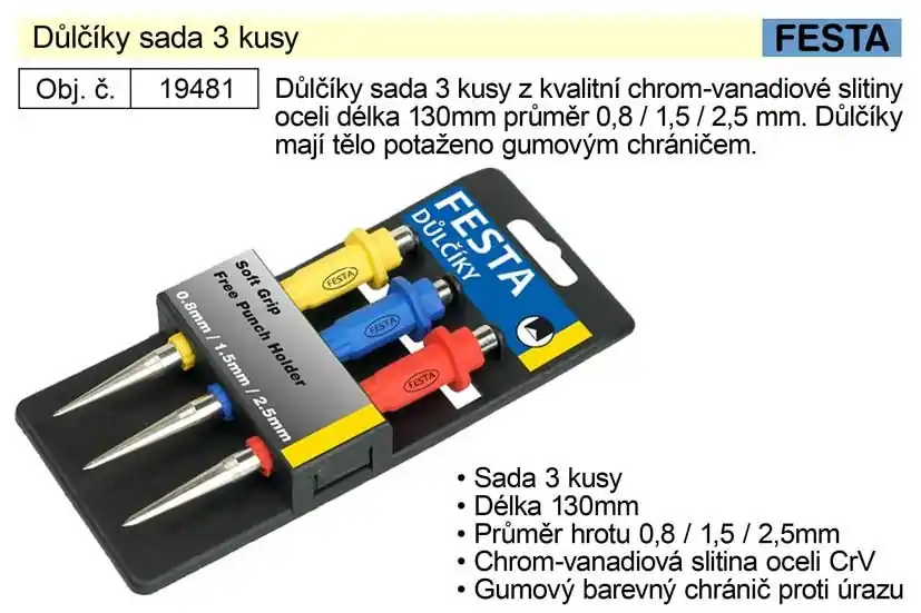 Důlčíky sada 3 kusy | Nízká cena