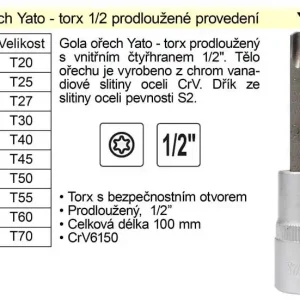 Bezpečný nákup - Gola ořech torx 1/2" prodloužený T55
