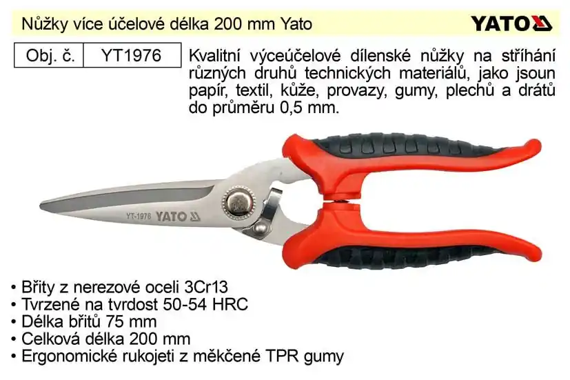 Novinka v nabídce | Nůžky více účelové délka 200 mm Yato