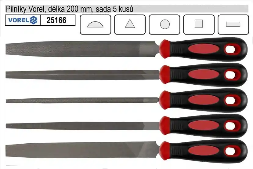 Pilníky VOREL délka 200mm sada 5 kusů - Do košíku