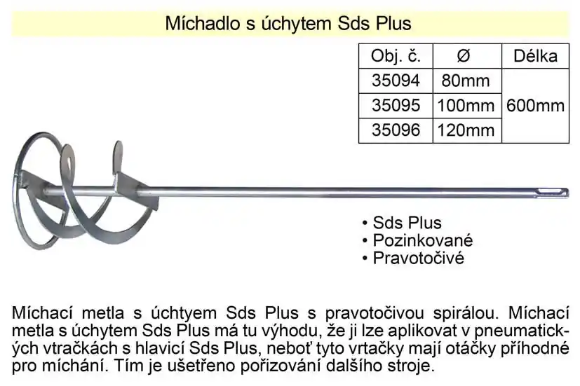 Doprodej | Míchadlo SDS plus 122 x 500 mm pozinkované