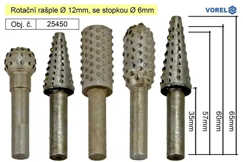 Velmi populární | Rotační rašple se stopkou průměr 6mm sada 5 kusů