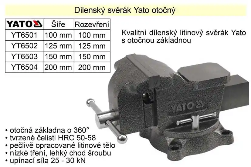 Svěrák YATO otočný 125 mm | Expresní doručení