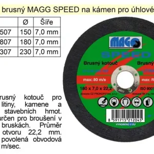 Nyní k dispozici - Kotouč brusný na kámen a litinu MAGG SPEED 180x7
