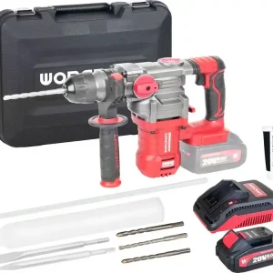 Extra sleva | WORCRAFT CRH-S20LiBDM Aku vrtací kladivo SDS+, 4.5J, 20V, bezuhlíkové, 1x4.0Ah, nabíječka