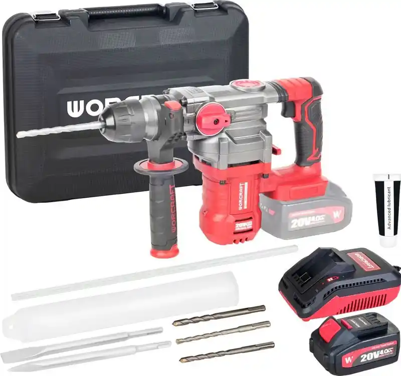 Extra sleva | WORCRAFT CRH-S20LiBDM Aku vrtací kladivo SDS+, 4.5J, 20V, bezuhlíkové, 1x4.0Ah, nabíječka