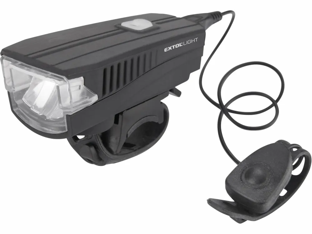 EXTOL LIGHT světlo bílé na kolo 350lm, USB nabíjení, klakson, 5W LED 43137 - Nyní k dispozici