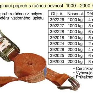 Výhodná nabídka - Popruh upínací pás s ráčnou 2t/2m/35mm