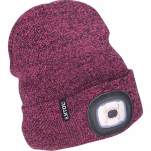 Pouze dnes - EXTOL LIGHT čepice s čelovkou 4x45lm, USB nabíjení, fialová/černá, univerzální velikost