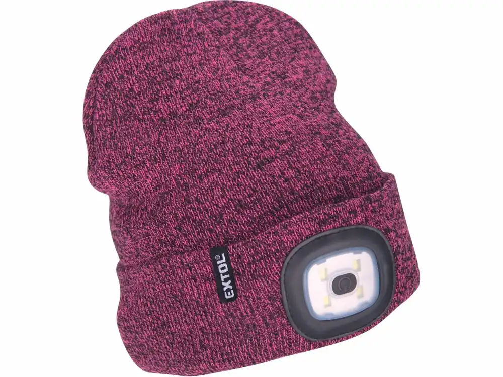 Pouze dnes - EXTOL LIGHT čepice s čelovkou 4x45lm, USB nabíjení, fialová/černá, univerzální velikost