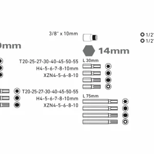 Bity Torx, XZN, Imbus, sada 51 dílů, pro ráčny 3/8" a 1/2", Extol Premium | Objednejte nyní