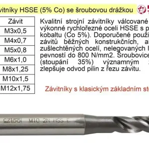 Novinka v sortimentu | Strojní závitník M5x0,8 HSSE šroubová drážka Co 5%