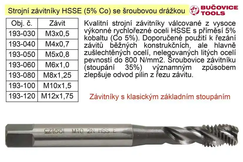 Novinka v sortimentu | Strojní závitník M5x0,8 HSSE šroubová drážka Co 5%