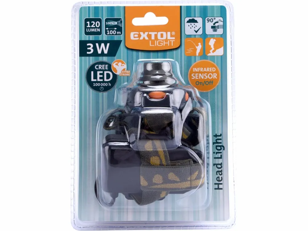 Akce končí brzy - Čelová svítilna 120 lm 3 W se senzorem CREE XPE LED