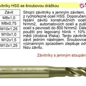 Strojní závitník M12x1,25 HSS šroubová drážka jemný závit | Výhodný nákup