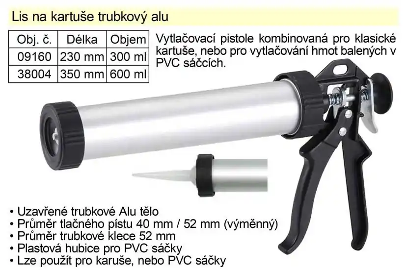 Lis na kartuše trubkový alu 310 ml | Nově v nabídce