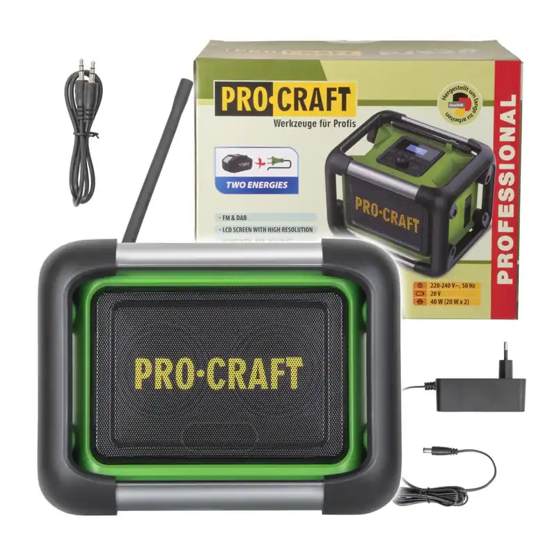 Špičkový produkt - PROCRAFT PJS20 Stavební aku rádio 20V DAB+, FM, Bluetooth, 80W, bez baterie