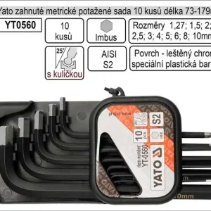 Cena od výrobce - Klíče imbus zahnuté 1 - 10 mm Yato potažené s kuličkou