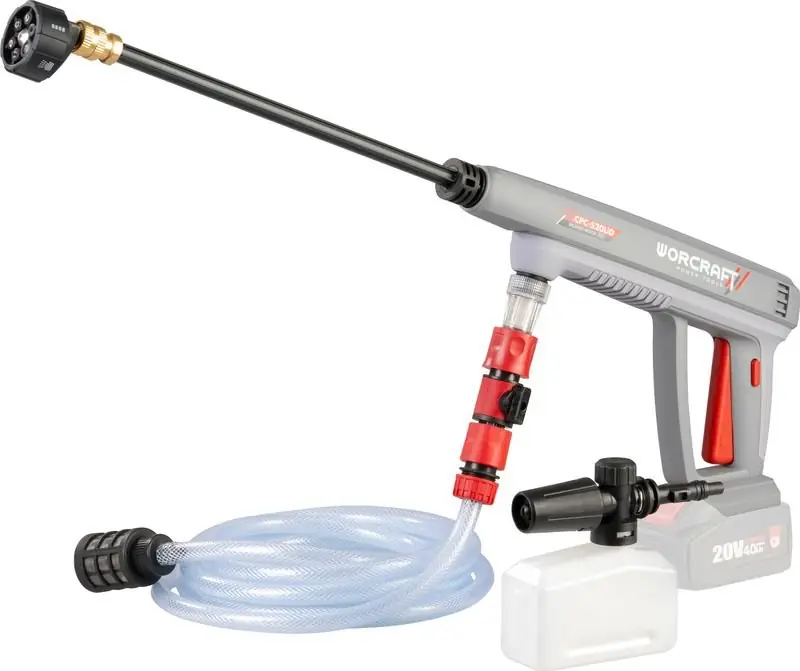 Akce končí brzy | WORCRAFT CPC-S20LiD Aku tlakový čistič 20V vapka, STRONG PRESSURE 2,4MPa