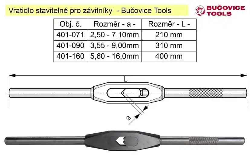Vratidlo pro závitníky čtyřhran 2,5-7,1 mm Bučovice Tools - Žádaný produkt