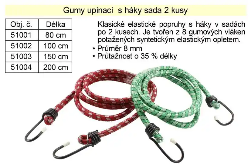 Expresní doručení | Gumy upínací 100 cm, 8 mm, sada 2 kusy