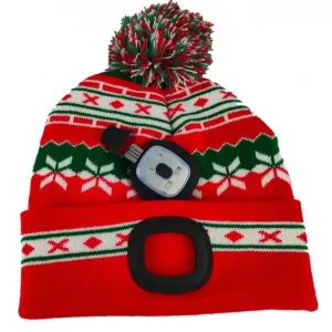 Výhodný nákup - STREND PRO Čepice se světlem X-mas ČERVENO-ZELENÁ, velikost UNI