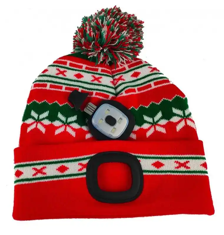 Výhodný nákup - STREND PRO Čepice se světlem X-mas ČERVENO-ZELENÁ, velikost UNI