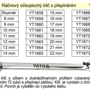 YATO Ráčnový klíč očkoplochý s přepínáním 30mm - Jen tento týden