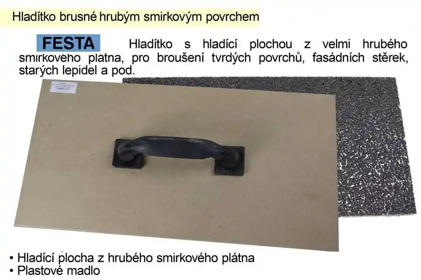 FESTA Hladítko brusné 400x200mm s hrubým smirkovým povrchem P16 | Doprodej zásob
