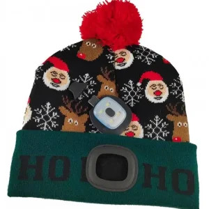 Kvalitní produkt - STREND PRO Čepice se světlem X-mas ZELENO-ČERNÁ, velikost UNI