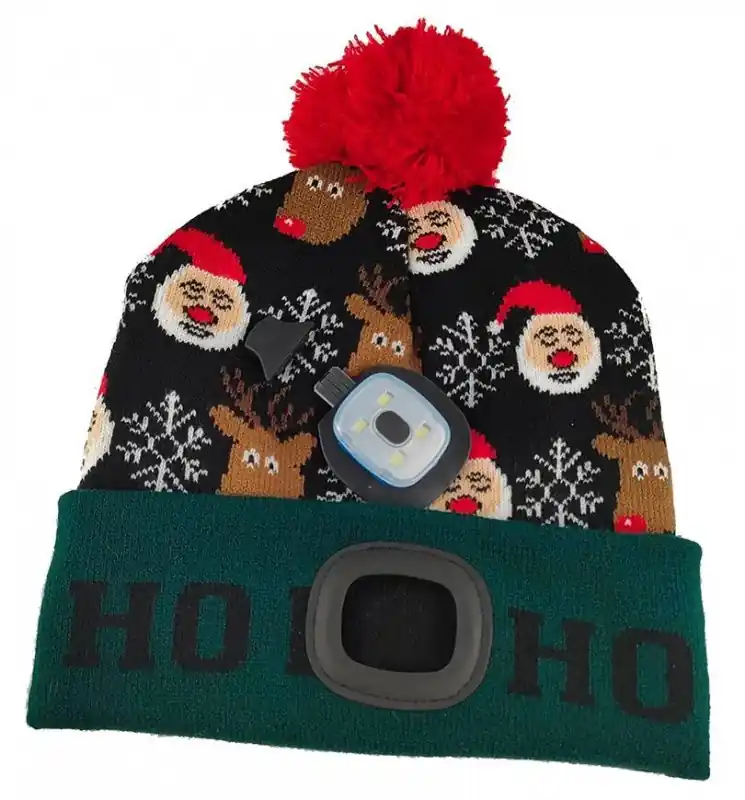 Kvalitní produkt - STREND PRO Čepice se světlem X-mas ZELENO-ČERNÁ, velikost UNI