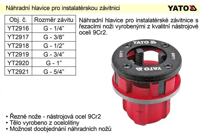 Velmi oblíbený produkt | Náhradní hlavice 1/4" pro instalatérskou závitnici