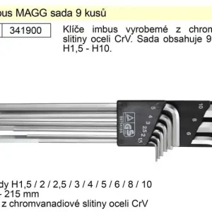 Klíče imbus zahnuté 1,5 - 10 mm dlouhé bez kuličky - Přímo z výroby