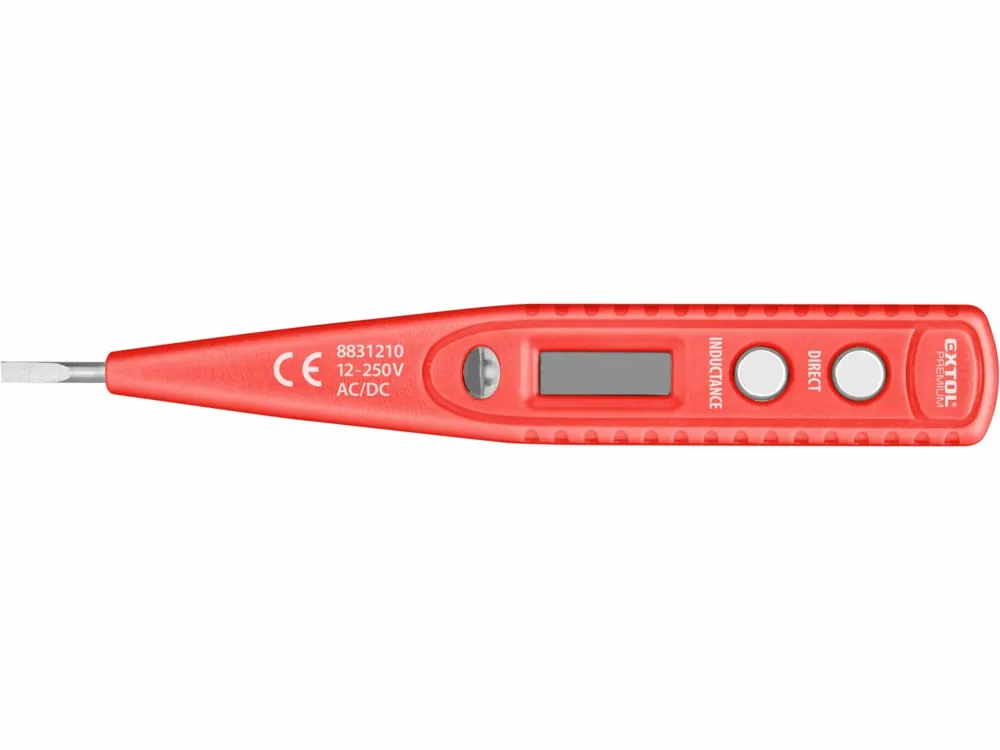 zkoušečka napětí digitální s LED světlem 12-250V, 12-250V, délka 146mm, plochý šroubovák - Cenový hit