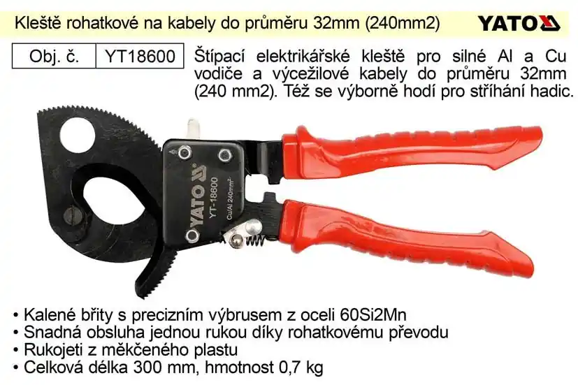 Právě uvedeno na trh - Kleště ráčnové rohatkové na kabely do průřezu 240mm2