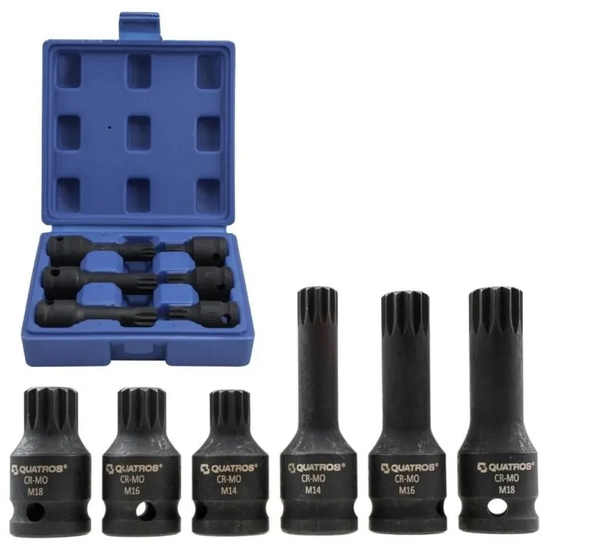 Výhodná cena | QUATROS Gola 1/2" Nástrčné hlavice XZN sada 6 kusů kované M14-M18 tisícihran