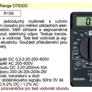 Omezené zásoby | Multimetr Range DT830D