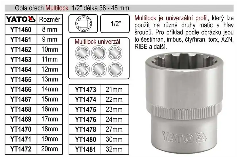 Gola ořech Multilock 14mm 1/2" - Zvýhodněná cena
