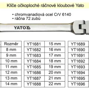 YATO Ráčnový klíč očkoplochý s kloubem 25mm | Akční cena