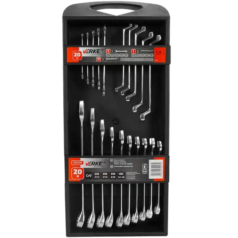 Ihned k dispozici | VERKE PREMIUM Klíče očkoploché, stranové, očkové, sada 20 kusů 6-32mm v kazetě V35338