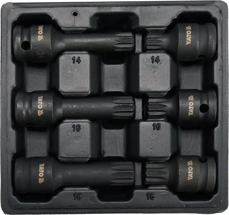 Poslední kusy | YATO Gola ořechy 1/2" Nástrčné hlavice XZN sada 6 kusů kované M14-M18 tisícihran