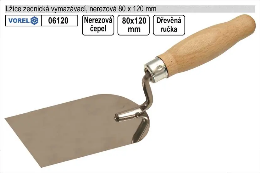Lžíce zednická vymazávací nerezová 80x120mm - Kupte dnes