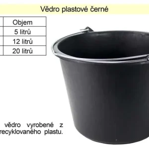 Vysoká kvalita - Vědro plastové černé 5 L