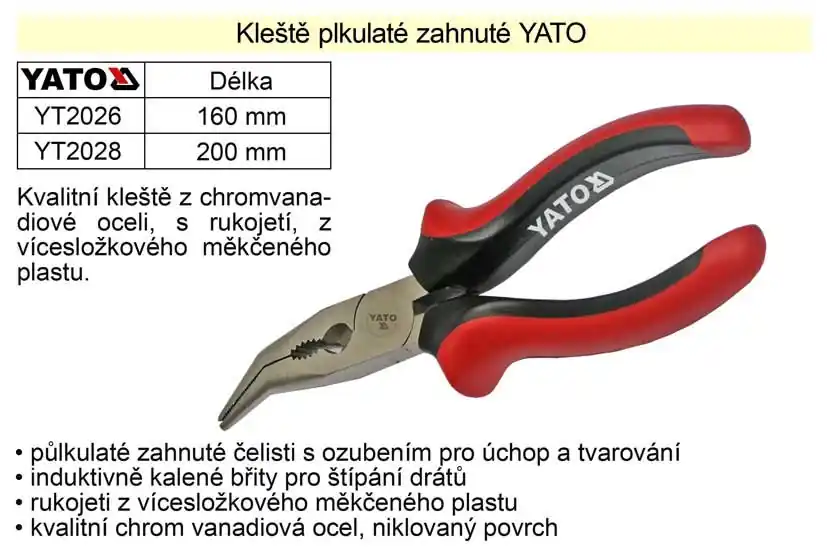 Kleště YATO půlkulaté zahnuté 160mm | Neváhejte